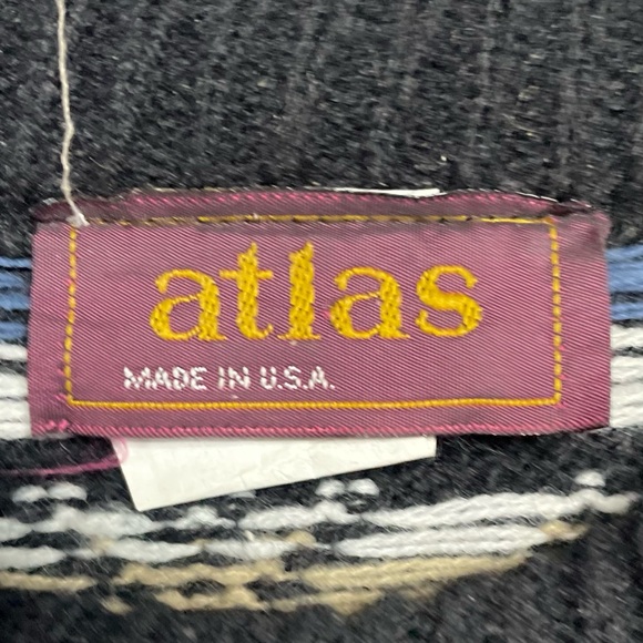 Vintage Atlas Sweater Mens XLarge Blue Knit Pullover USA 90s Fair Isle - Picture 5 of 6